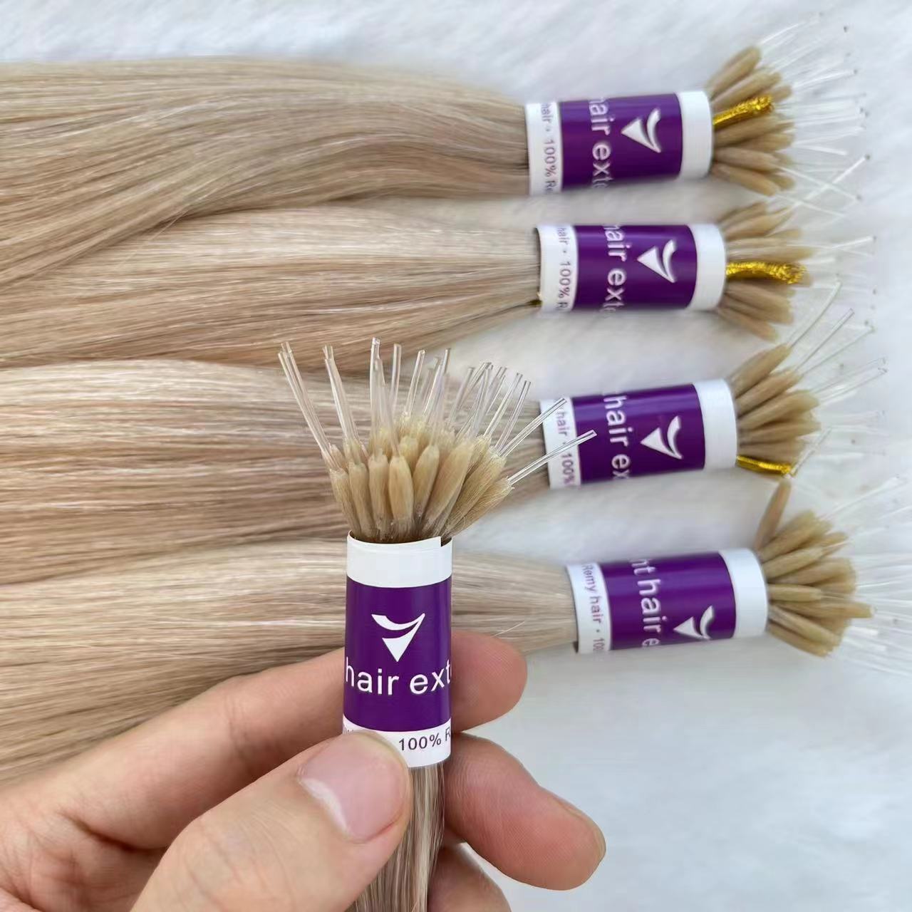 Nano ring tip hair extension /9A Virgin hair Light color/ 100g