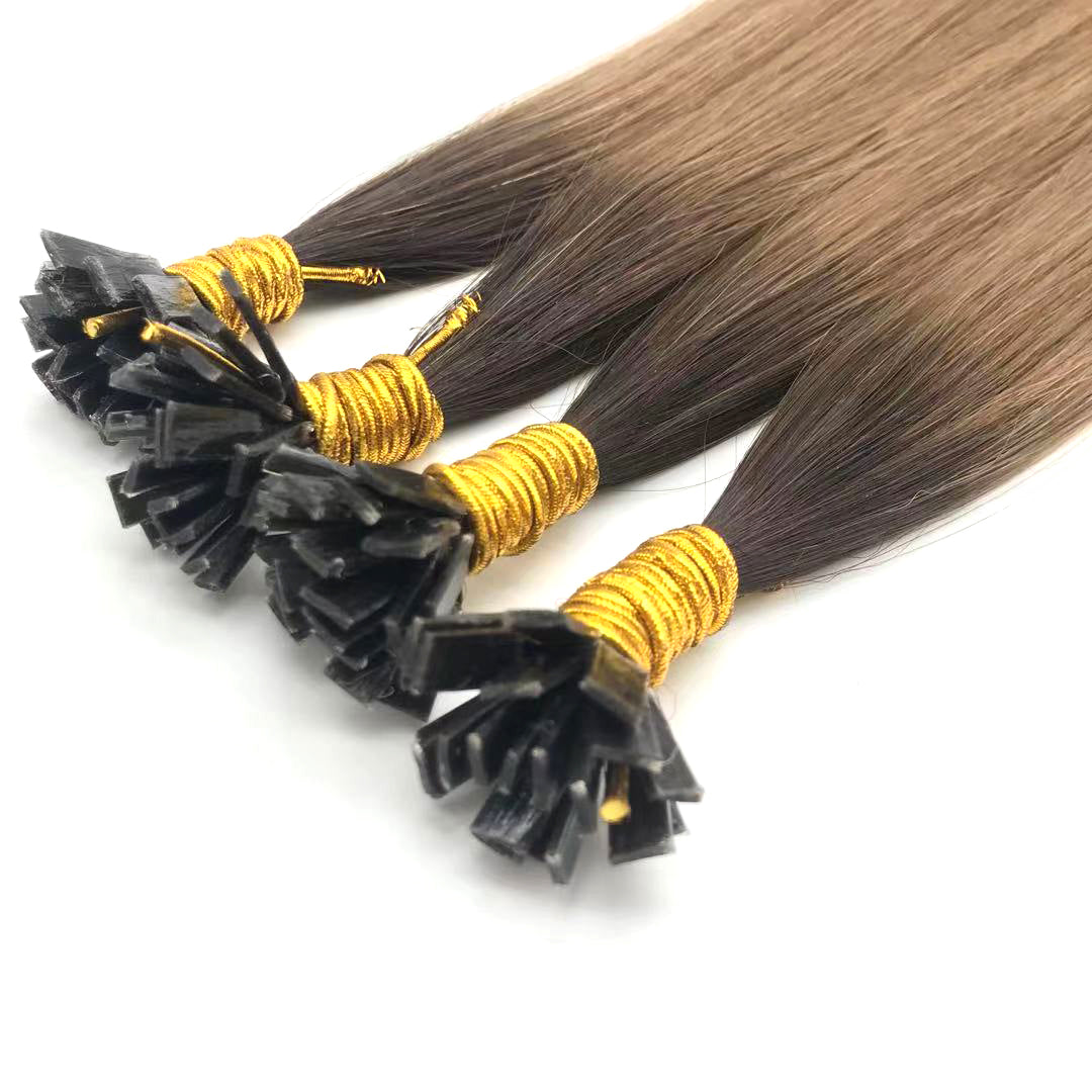 Flat tip / 9A Remy hair / Dark color 100g
