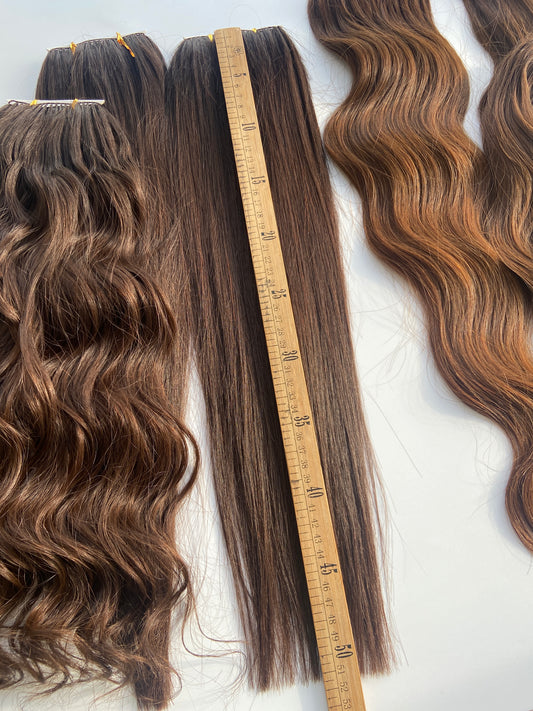 Feather hair weft/ 100% human hair Virgin straight hair 9A/ Dark color (Free shipping)