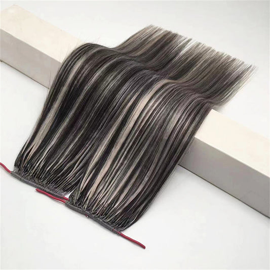 Double line pre-bonded hair/ 9A Virgin hair/ Dark color 100g