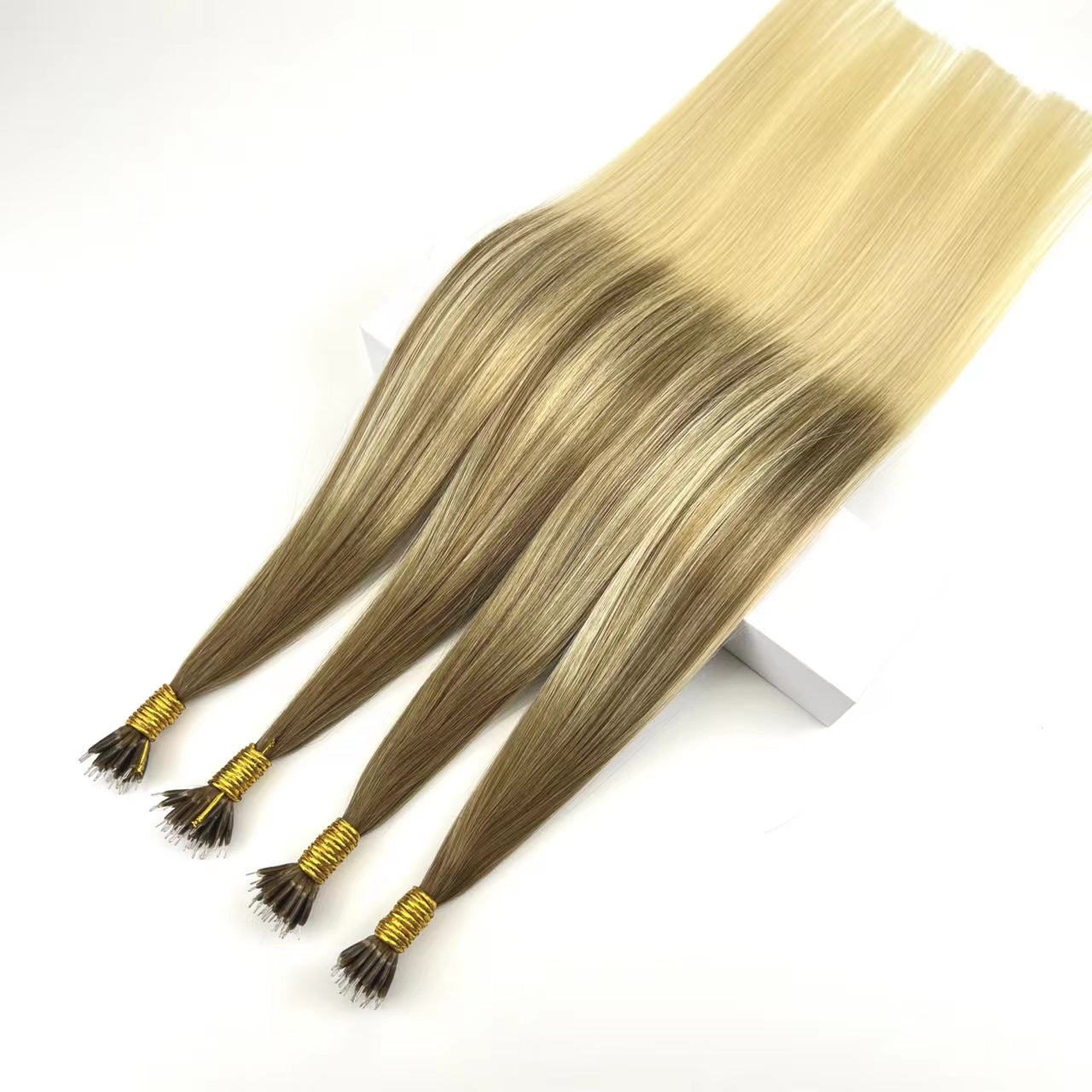 Nano ring tip hair extension /9A Virgin hair Light color/ 100g