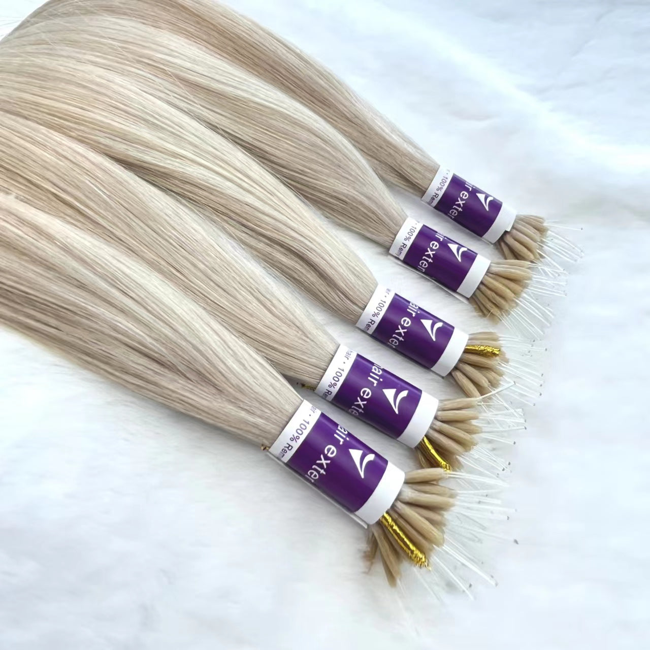 Nano ring tip hair extension /9A Virgin hair Light color/ 100g