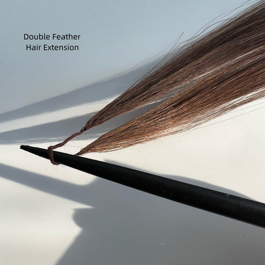 Double line feather hair extension / 9A Virgin color/ Light color 100g