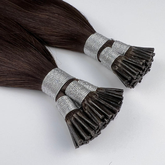 I tip hair extensions / 9A / Dark color/ 100g