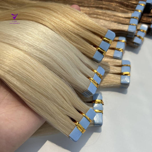 Invisible tape hair extension / double drawn 10A/  Light color 100g