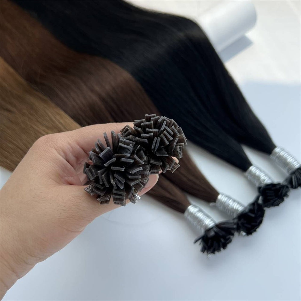 Flat tip  hair extensions / 9A / Dark color  100g