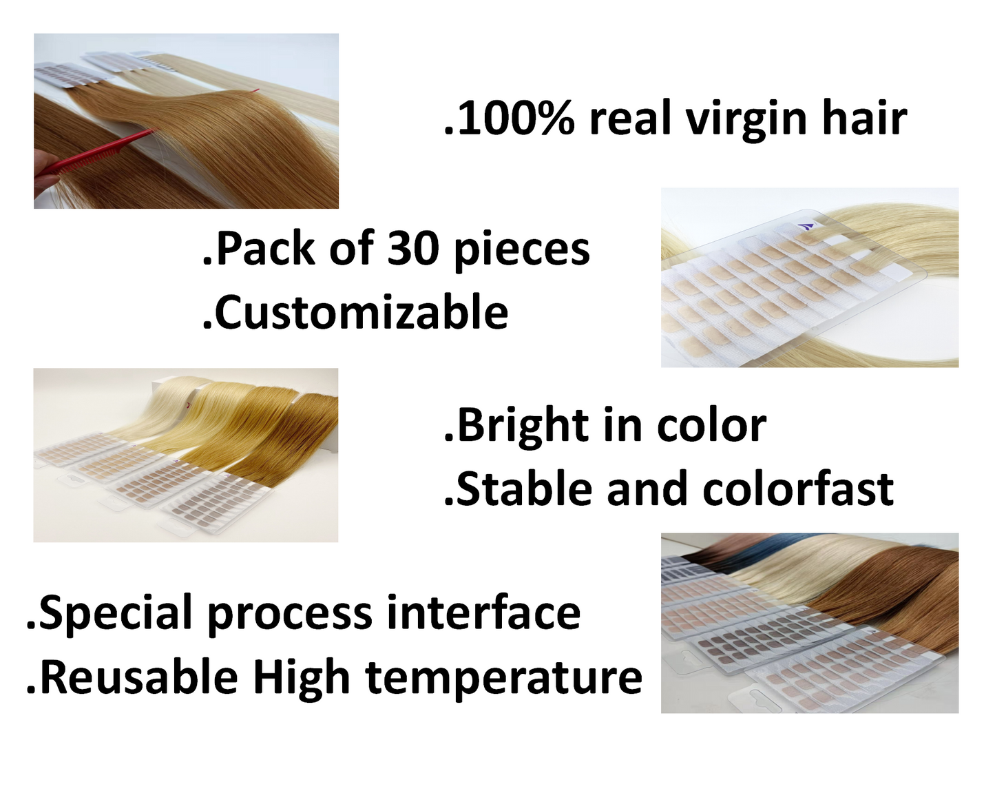 V-LIGHT hair extension piece  9A Virgin hair/ Dark Color /30 g per packet